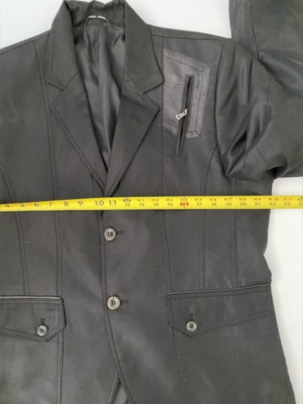 Mondo Menswear Jacket Blazer Black Zipper Leather Accent New size X-Large - Picture 9 of 14